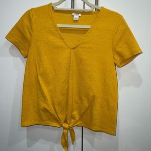 J. Crew Mustard Yellow Tie Front Workwear Work Top